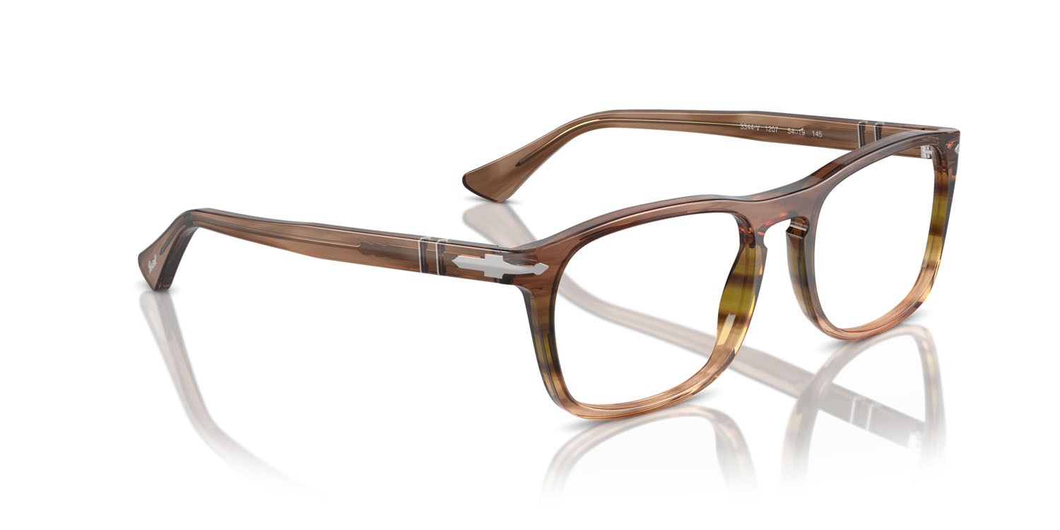 Eyeglasses Persol PO 3344V (1207) color striato marrone shape square lenses trasparente