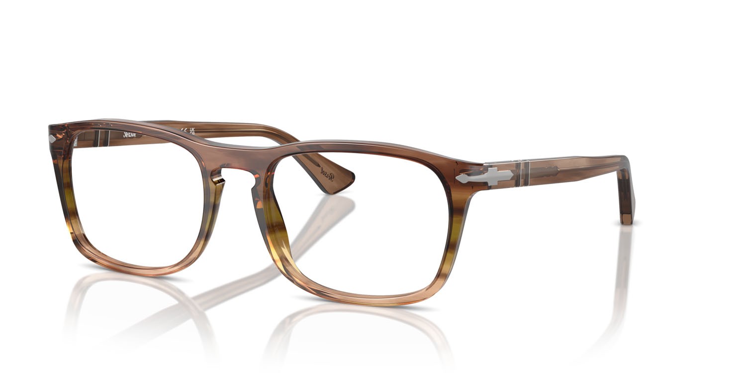 Eyeglasses Persol PO 3344V (1207) color striato marrone shape square lenses trasparente