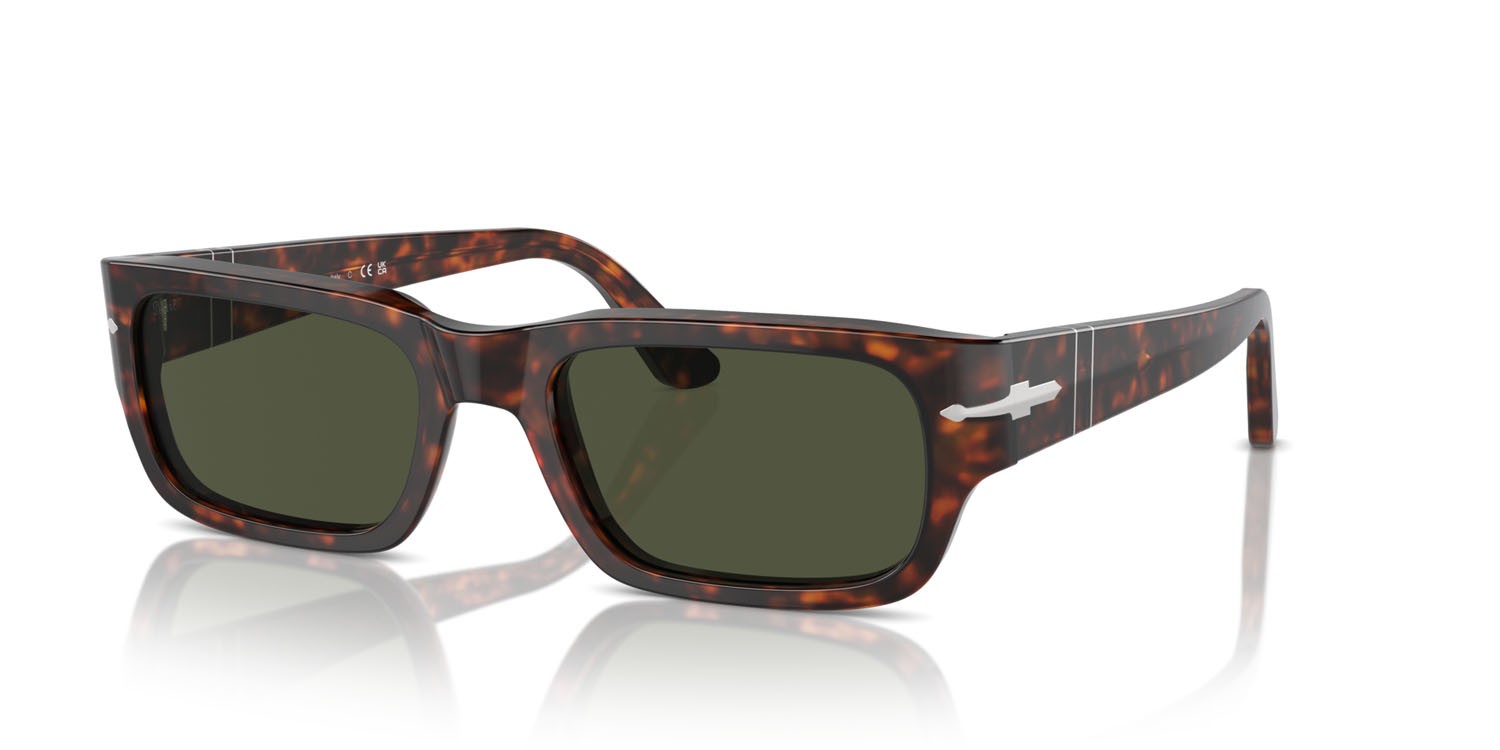 Occhiali da sole Persol Adrien PO 3347S (24/31) colore havana forma rettangolare lenti verde