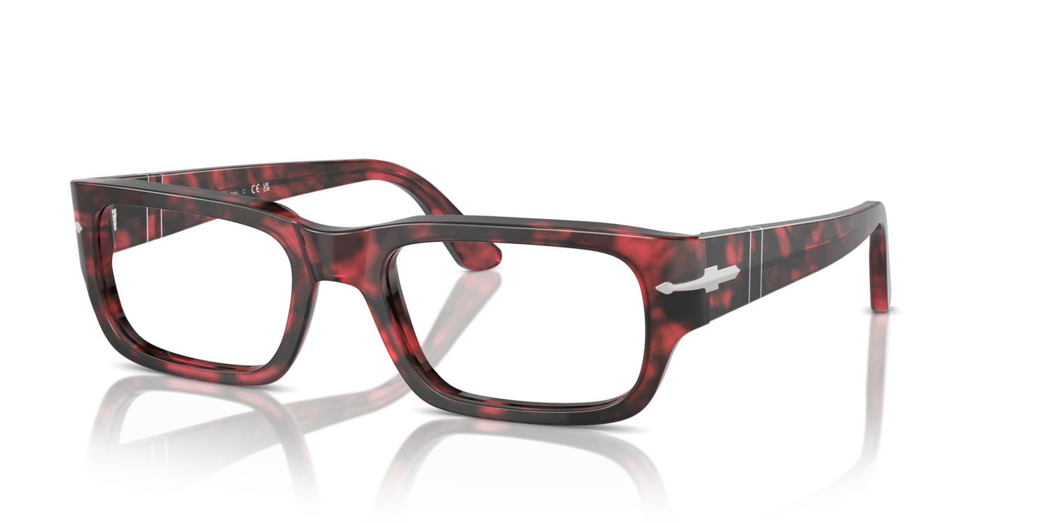 Eyeglasses Persol PO 3347V (1212) color havana rosso shape rectangle lenses trasparente
