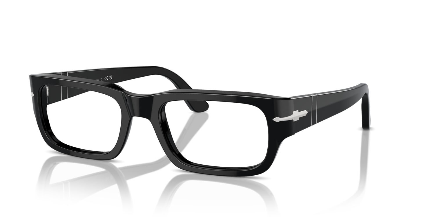 Eyeglasses Persol PO 3347V (95) color nero shape rectangle lenses trasparente