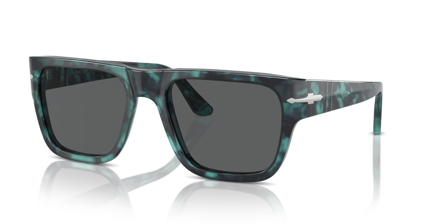 Occhiali da sole Persol PO 3348S (1211B1) colore blu havana forma quadrato lenti grigio scuro