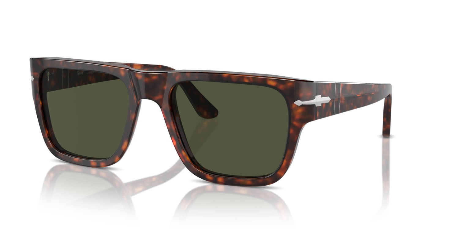 Occhiali da sole Persol PO 3348S (24/31) colore havana forma quadrato lenti verde