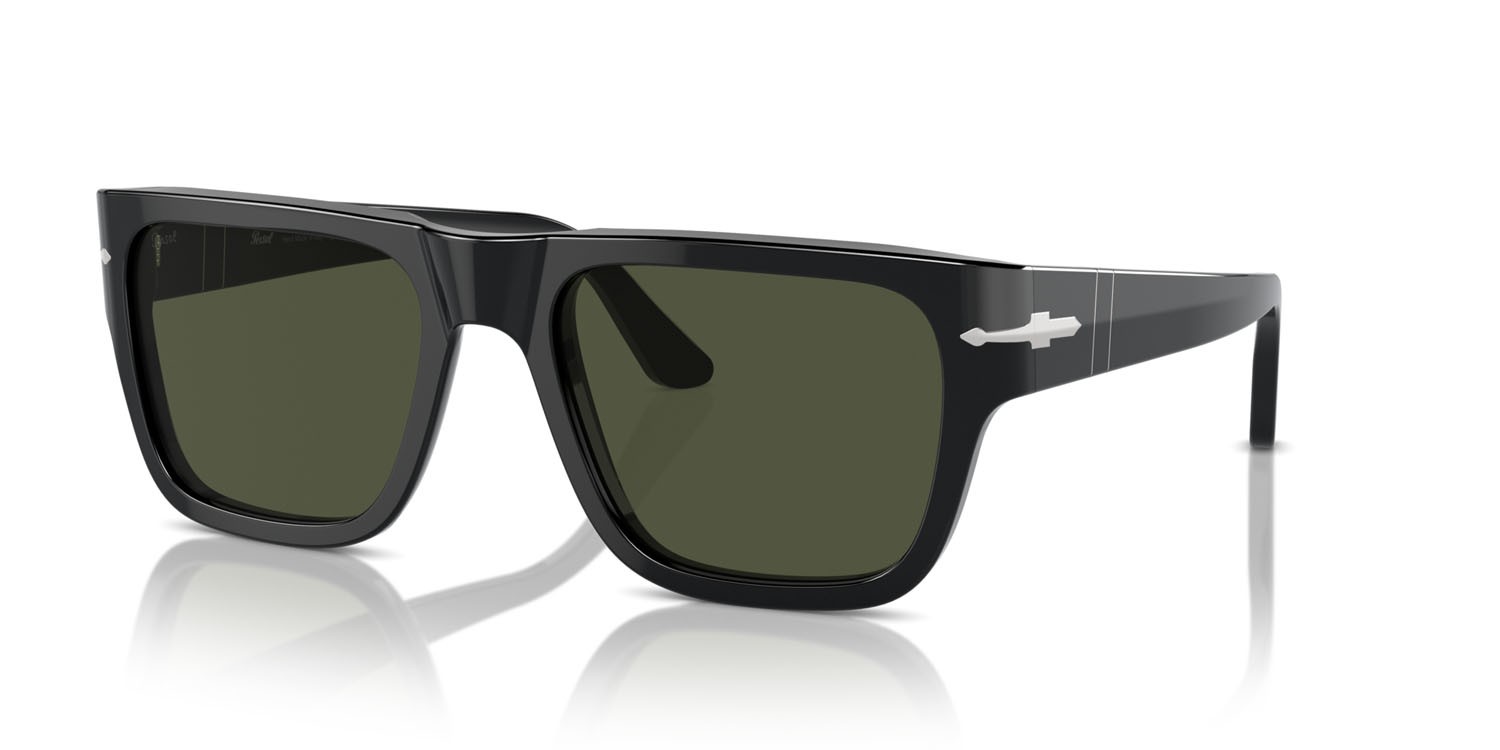Occhiali da sole Persol PO 3348S (95/31) colore nero forma quadrato lenti verde