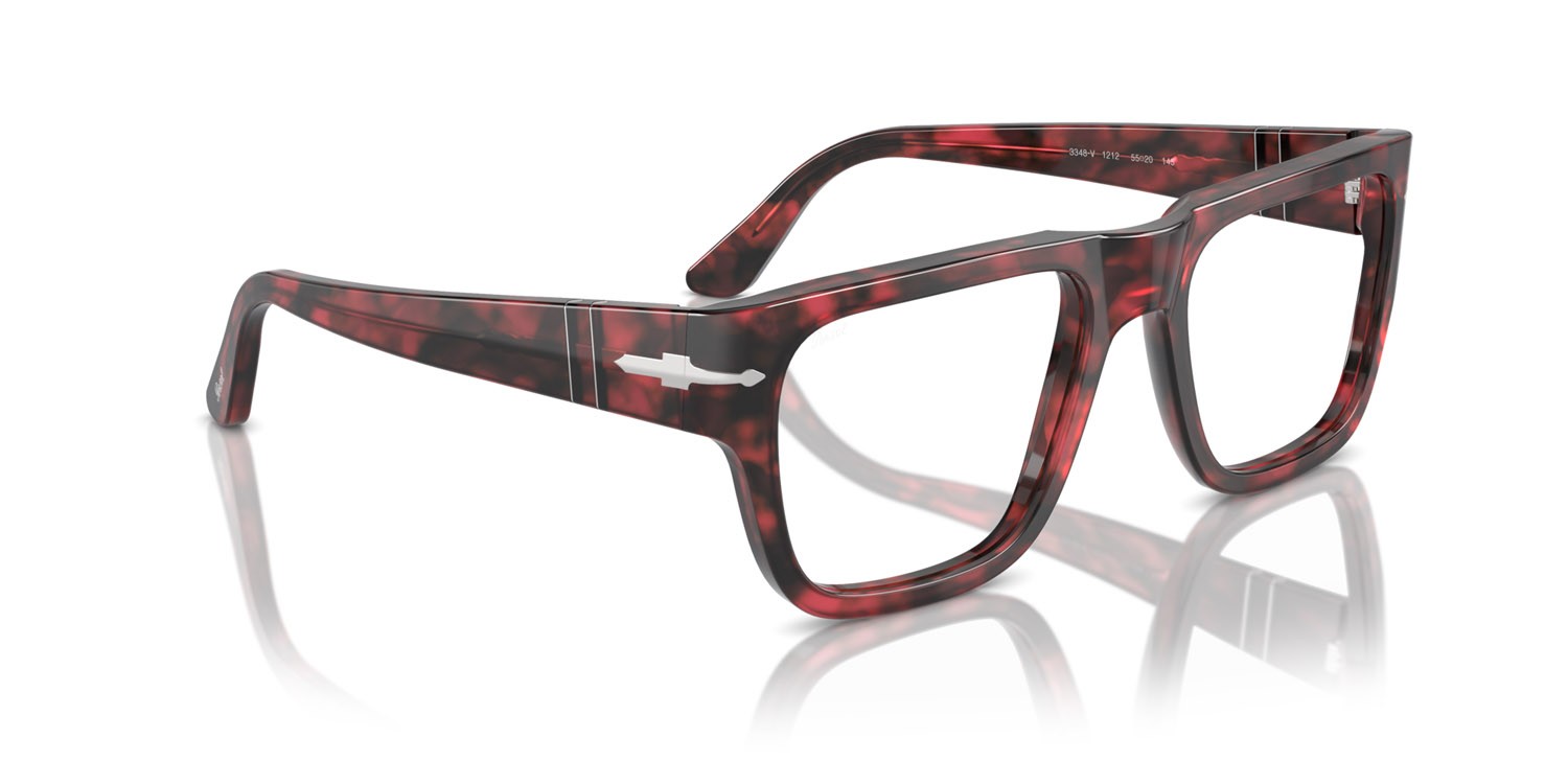 Eyeglasses Persol PO 3348V (1212) color havana rosso shape square lenses trasparente
