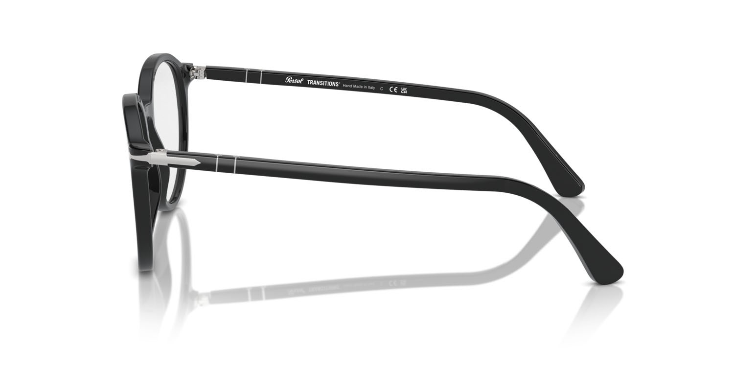 Occhiali da sole Persol PO 3350S (95/GG) colore nero forma pantos lenti transitions clear to sapphire