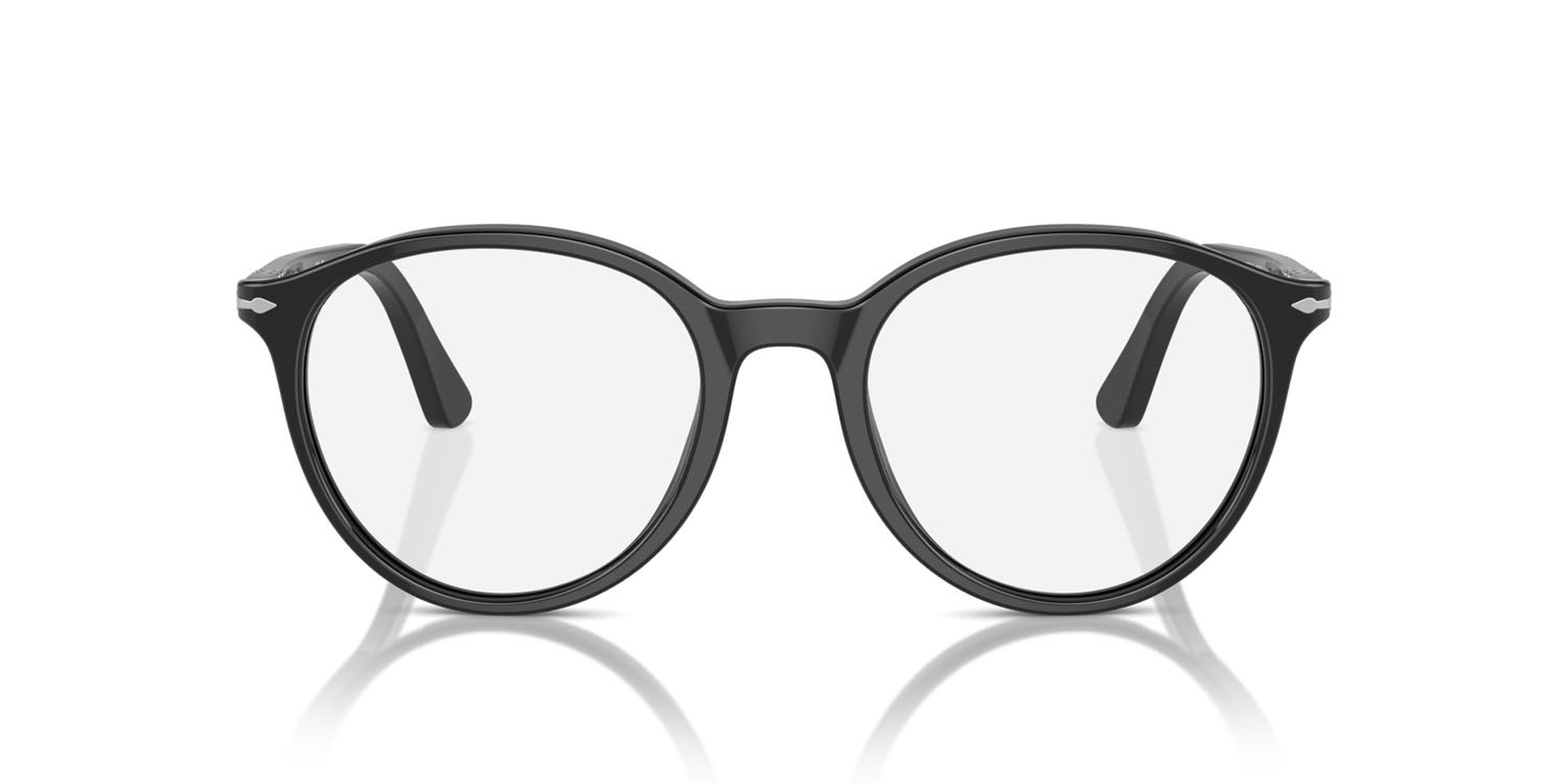 Occhiali da sole Persol PO 3350S (95/GG) colore nero forma pantos lenti transitions clear to sapphire
