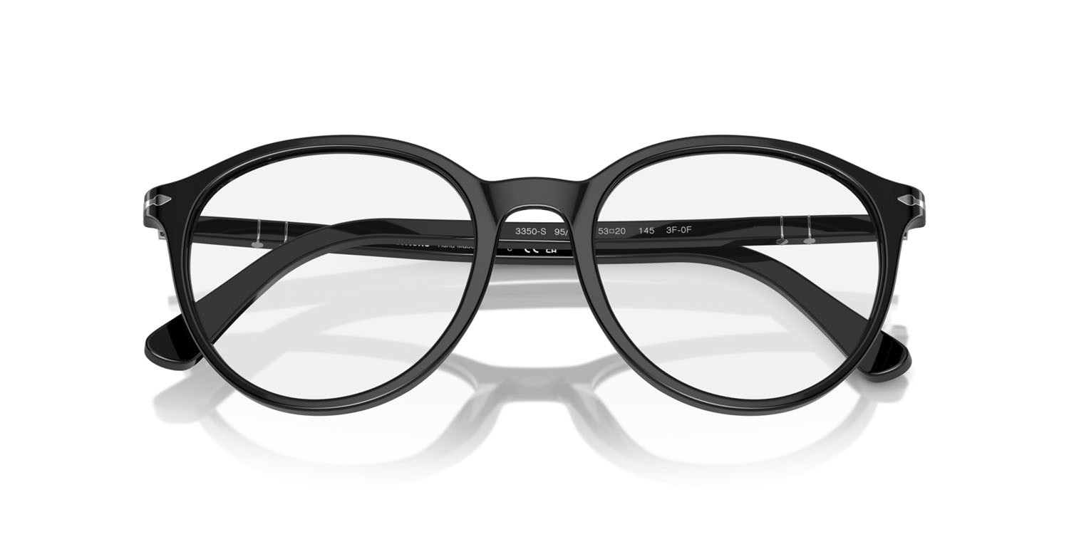 Occhiali da sole Persol PO 3350S (95/GG) colore nero forma pantos lenti transitions clear to sapphire