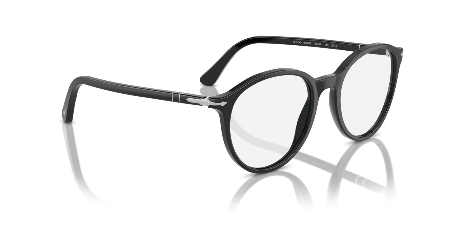 Occhiali da sole Persol PO 3350S (95/GG) colore nero forma pantos lenti transitions clear to sapphire
