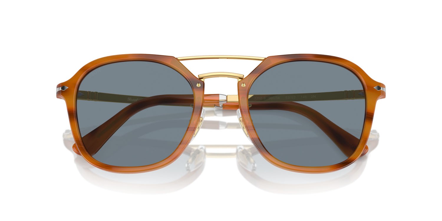 Sunglasses Persol PO 3352S (960/56) color striato marrone shape square lenses azzurro