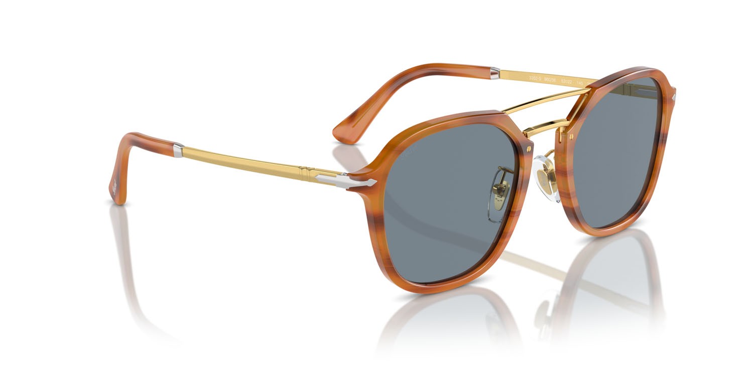 Sunglasses Persol PO 3352S (960/56) color striato marrone shape square lenses azzurro