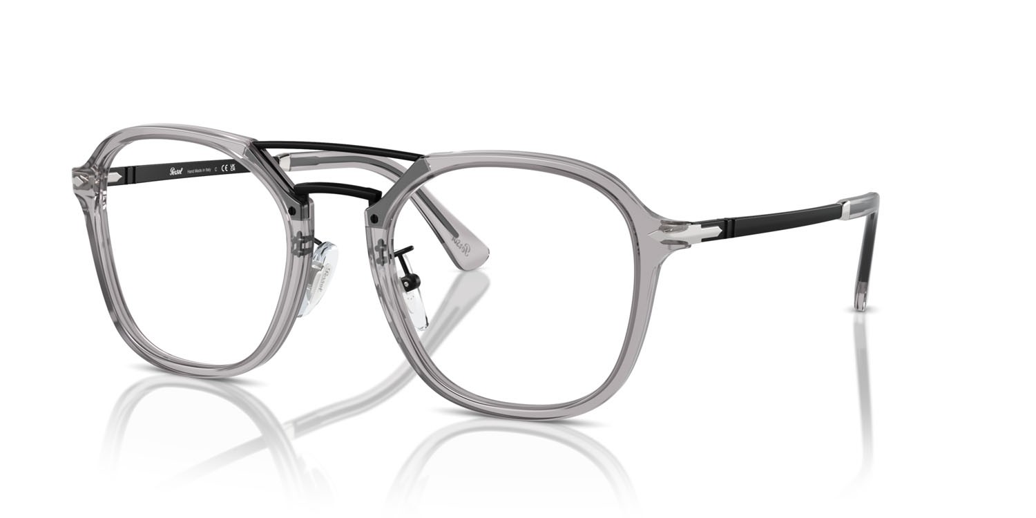 Occhiali da vista Persol PO 3352V (309) colore grigio trasparente forma quadrato lenti trasparente