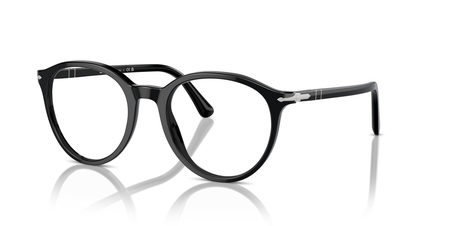 Eyeglasses Persol PO 3353V (95) color nero shape pantos lenses trasparente