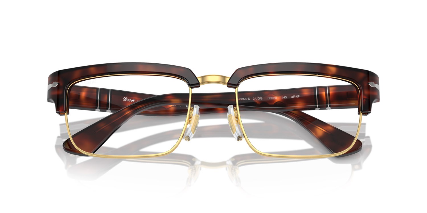Sonnenbrillen Persol PO 3354S (24/GG) farbe havana form rechteckig gläser transitions clear to sapphire