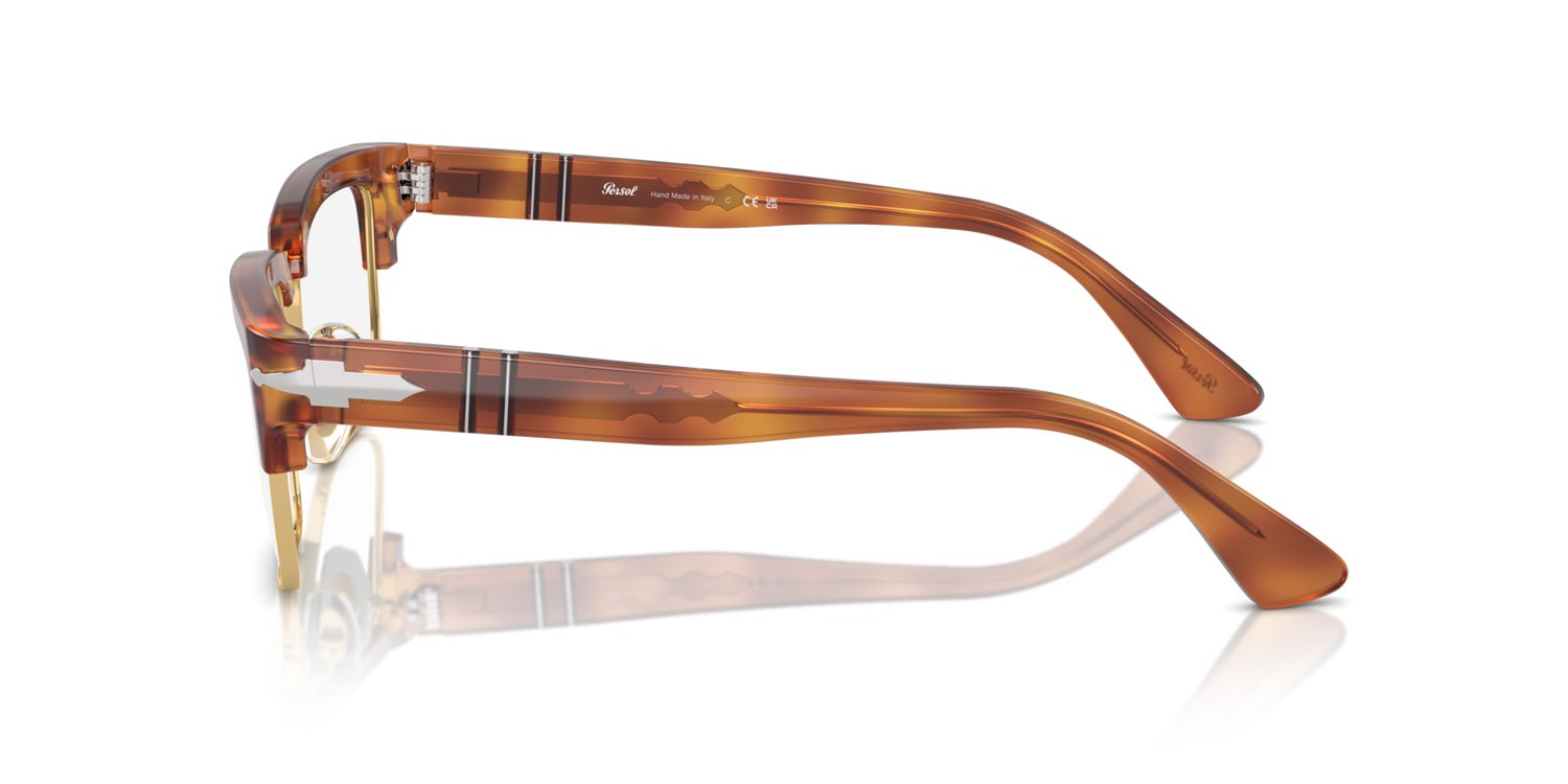 Eyeglasses Persol PO 3354V (96) color terra di siena shape rectangle lenses trasparente