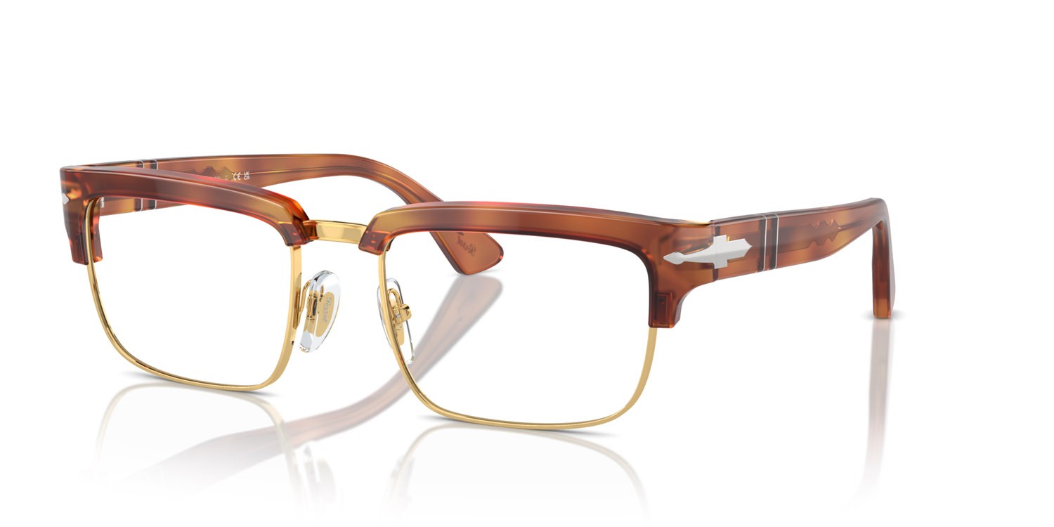 Eyeglasses Persol PO 3354V (96) color terra di siena shape rectangle lenses trasparente