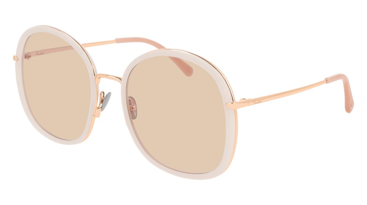 Sunglasses Pomellato PM0081S-001 color gold shape round lenses brown