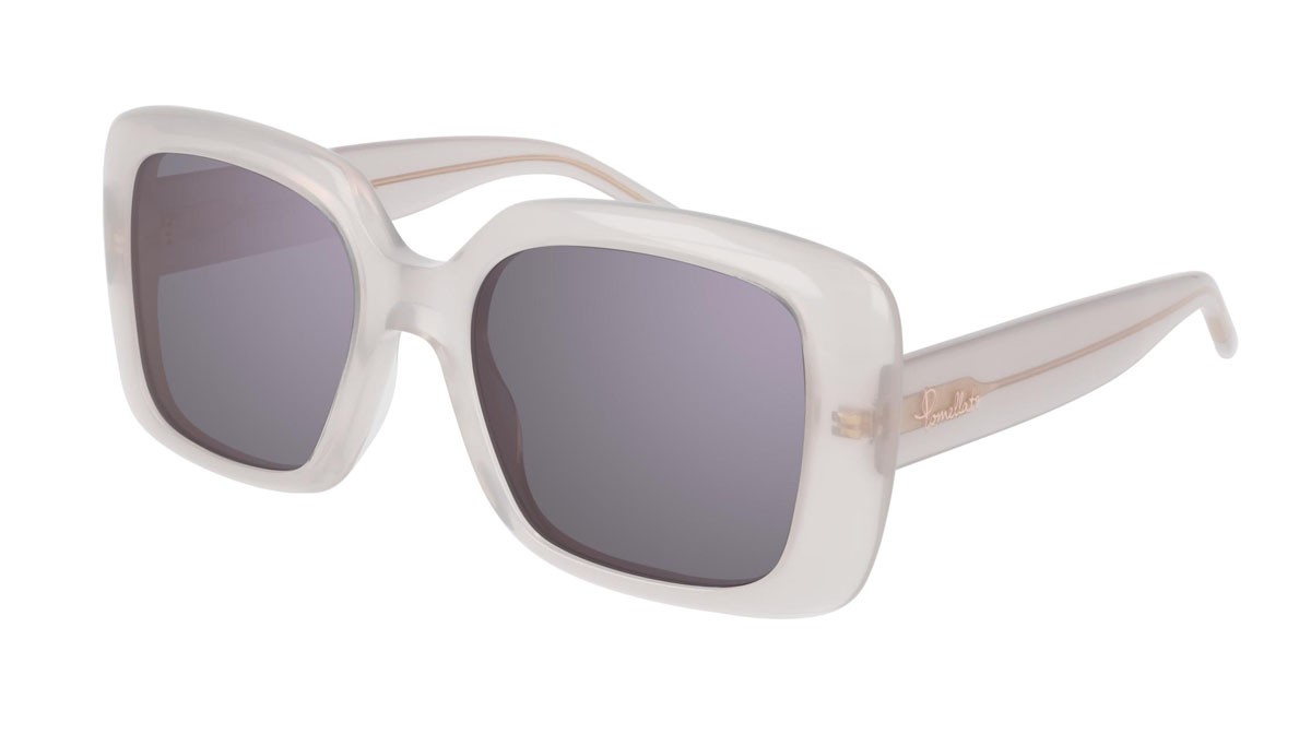 Sunglasses Pomellato PM0086S-004 color white shape rectangle lenses silver