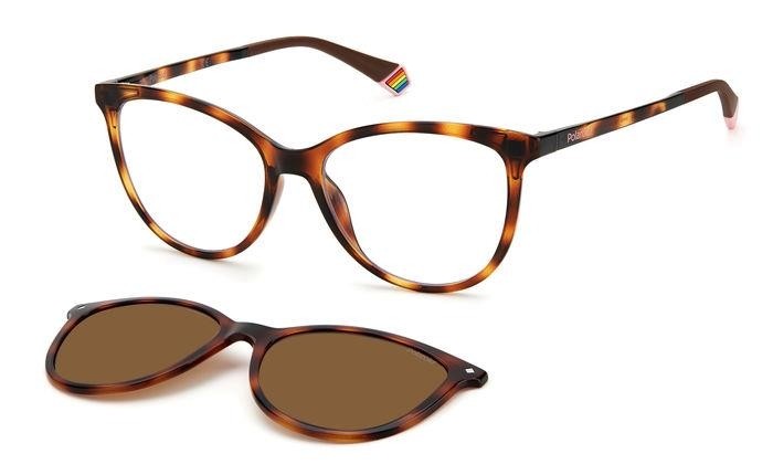 Eyeglasses Polaroid PLD 6138/CS 203516 (086 SP) + clip-on color hvn shape cat eye lenses bronze polarized