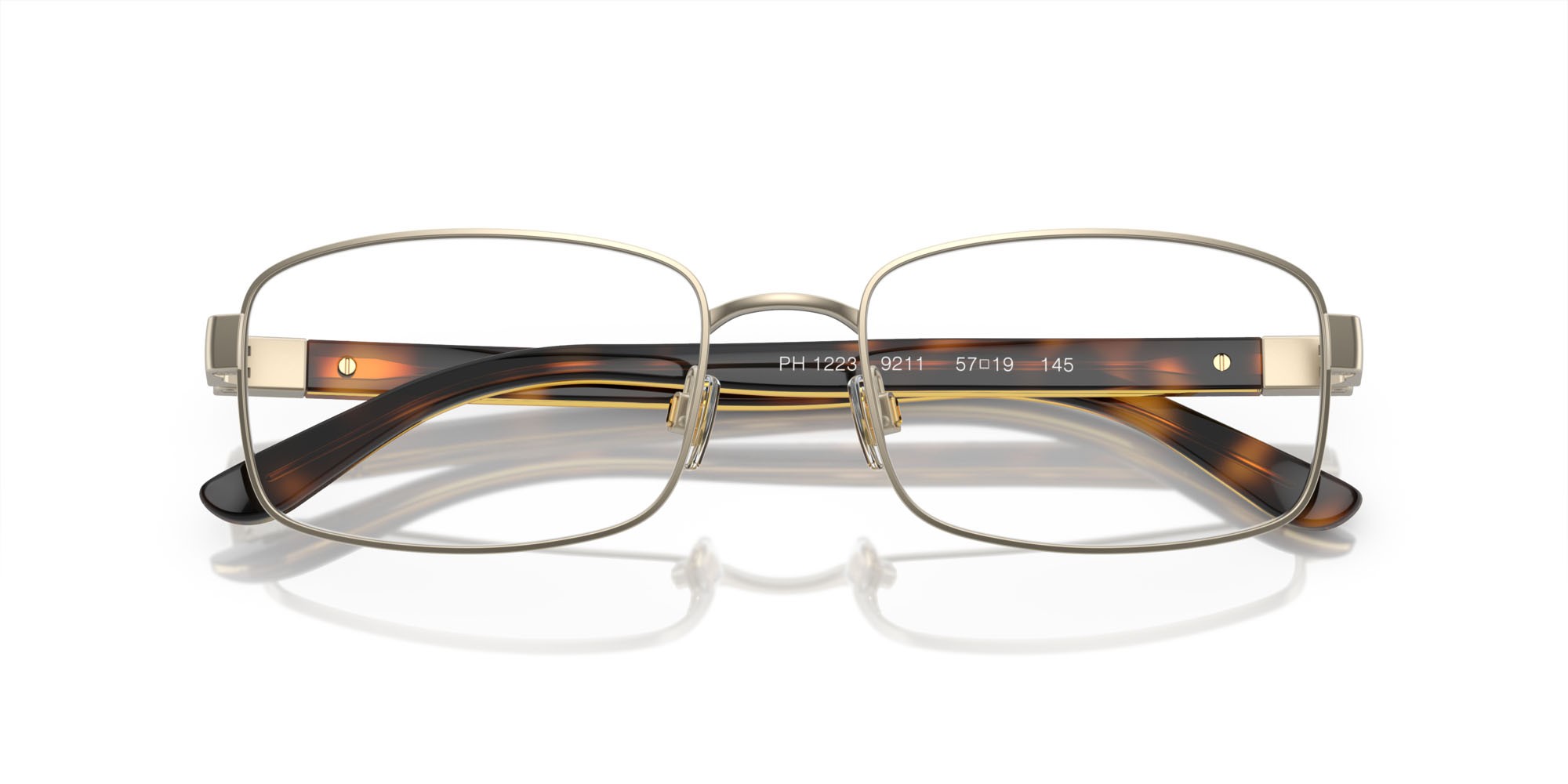 Eyeglasses Polo PH 1223 (9211) color oro pallido semi-brillante shape rectangle lenses lente demo
