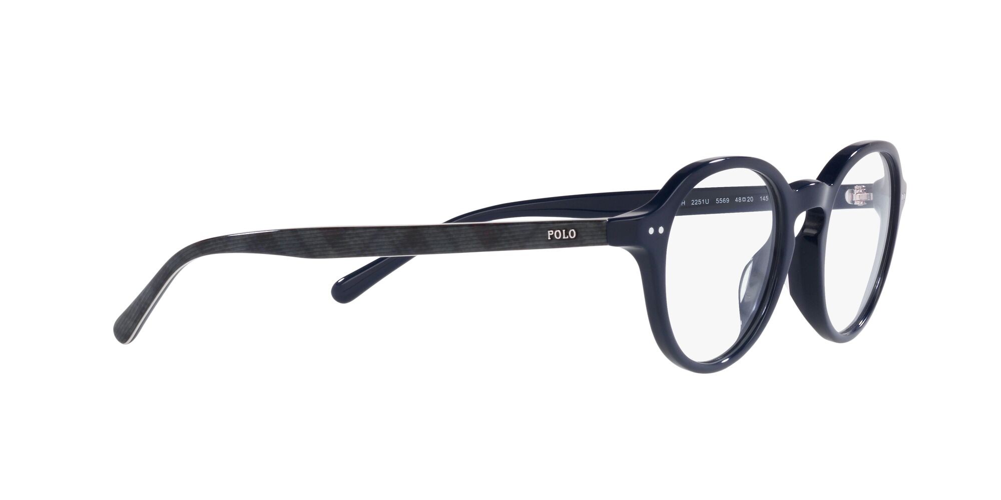 Eyeglasses Polo PH 2251U (5569) color blu navy brillante shape oval lenses lente demo