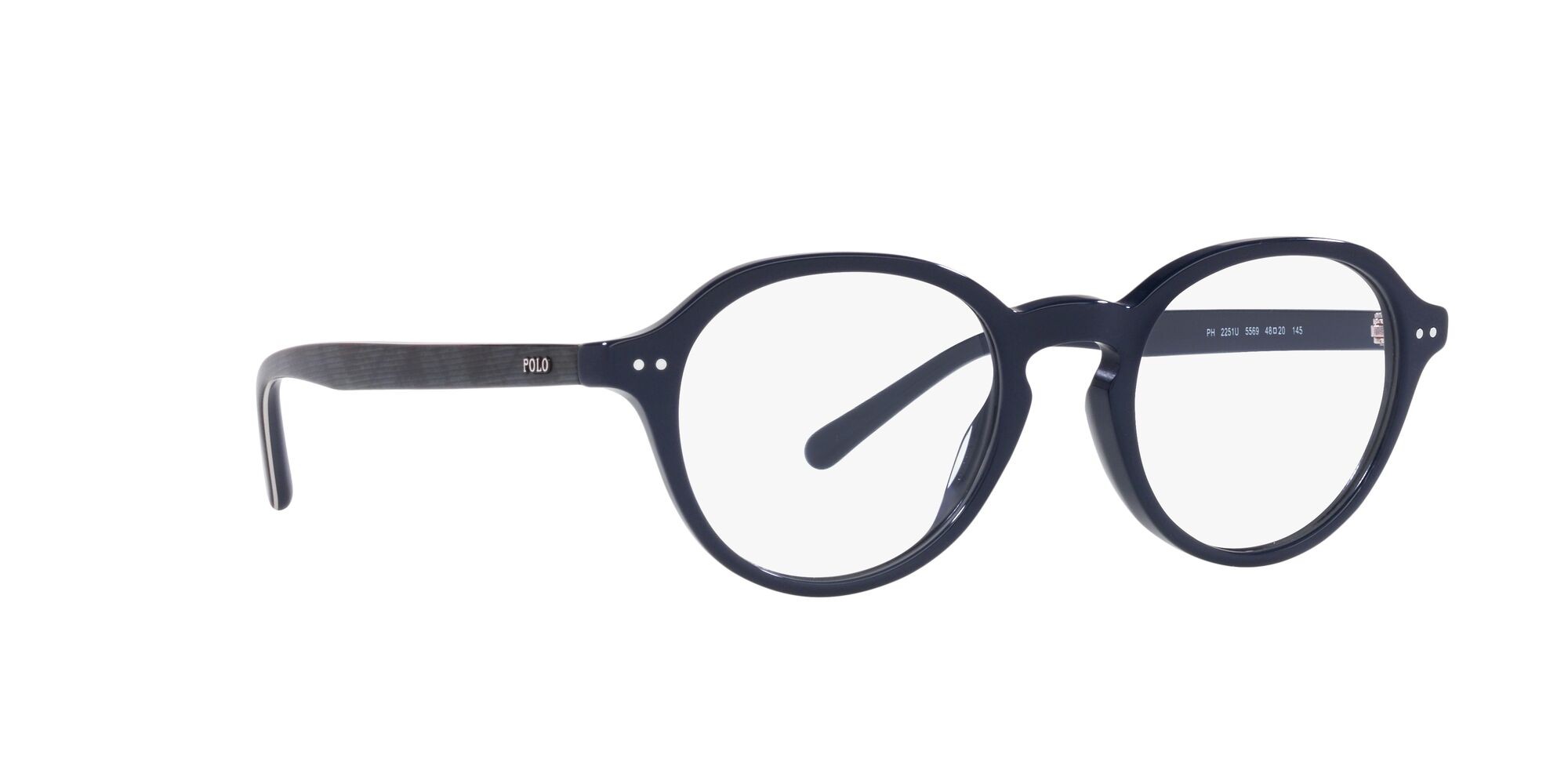 Eyeglasses Polo PH 2251U (5569) color blu navy brillante shape oval lenses lente demo