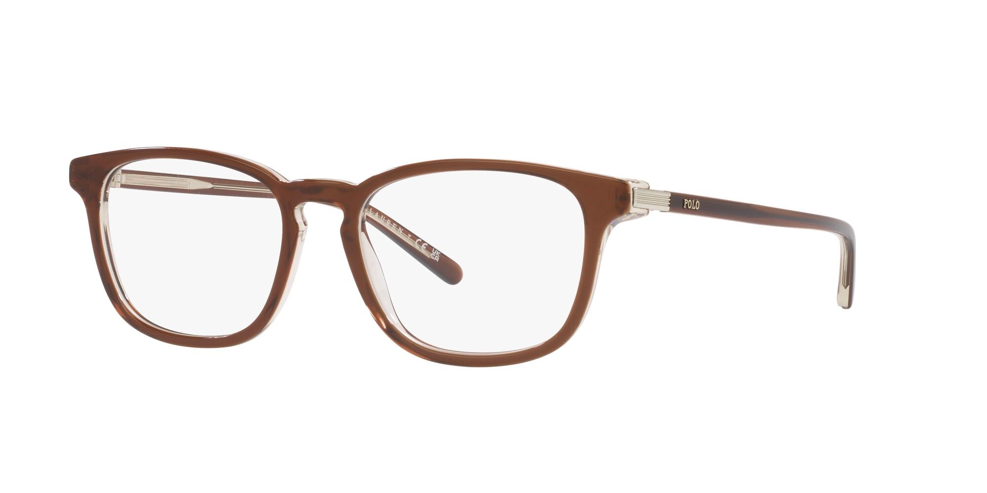 Brillen Polo PH 2253 (6029) farbe shiny transparent brown on crystal form quadratisch gläser lente demo