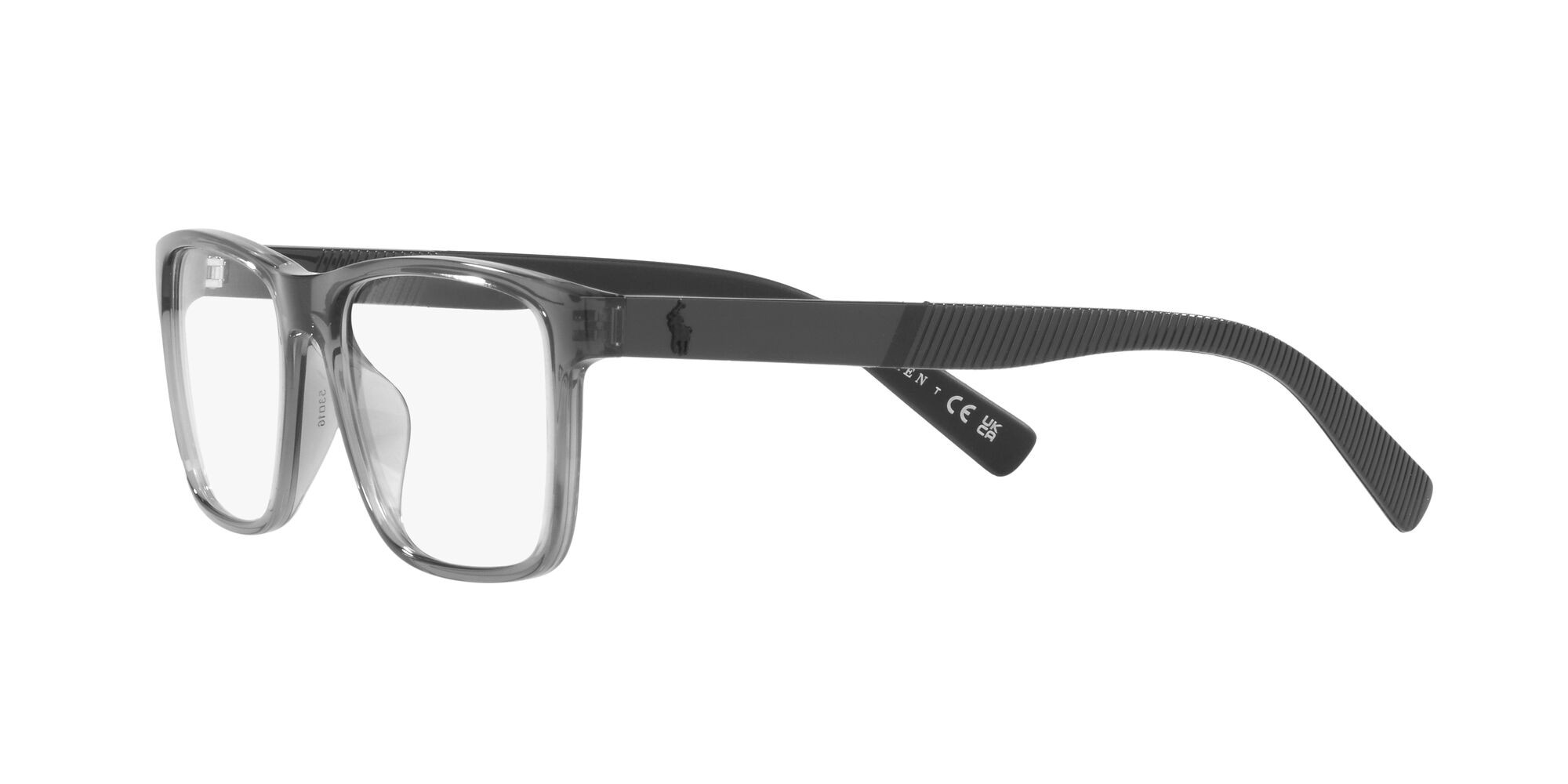 Eyeglasses Polo PH 2257U (5407) color grigio trasparente lucido shape rectangle lenses lente demo