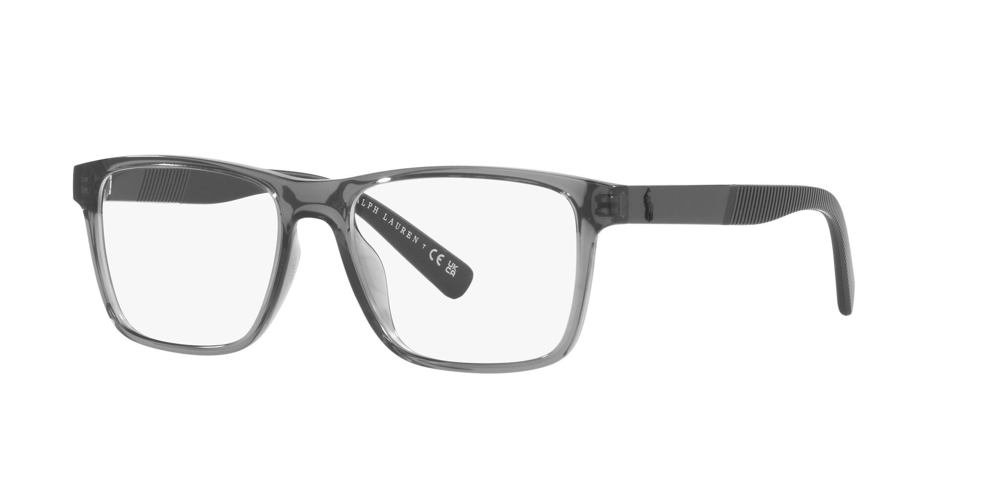 Eyeglasses Polo PH 2257U (5407) color grigio trasparente lucido shape rectangle lenses lente demo