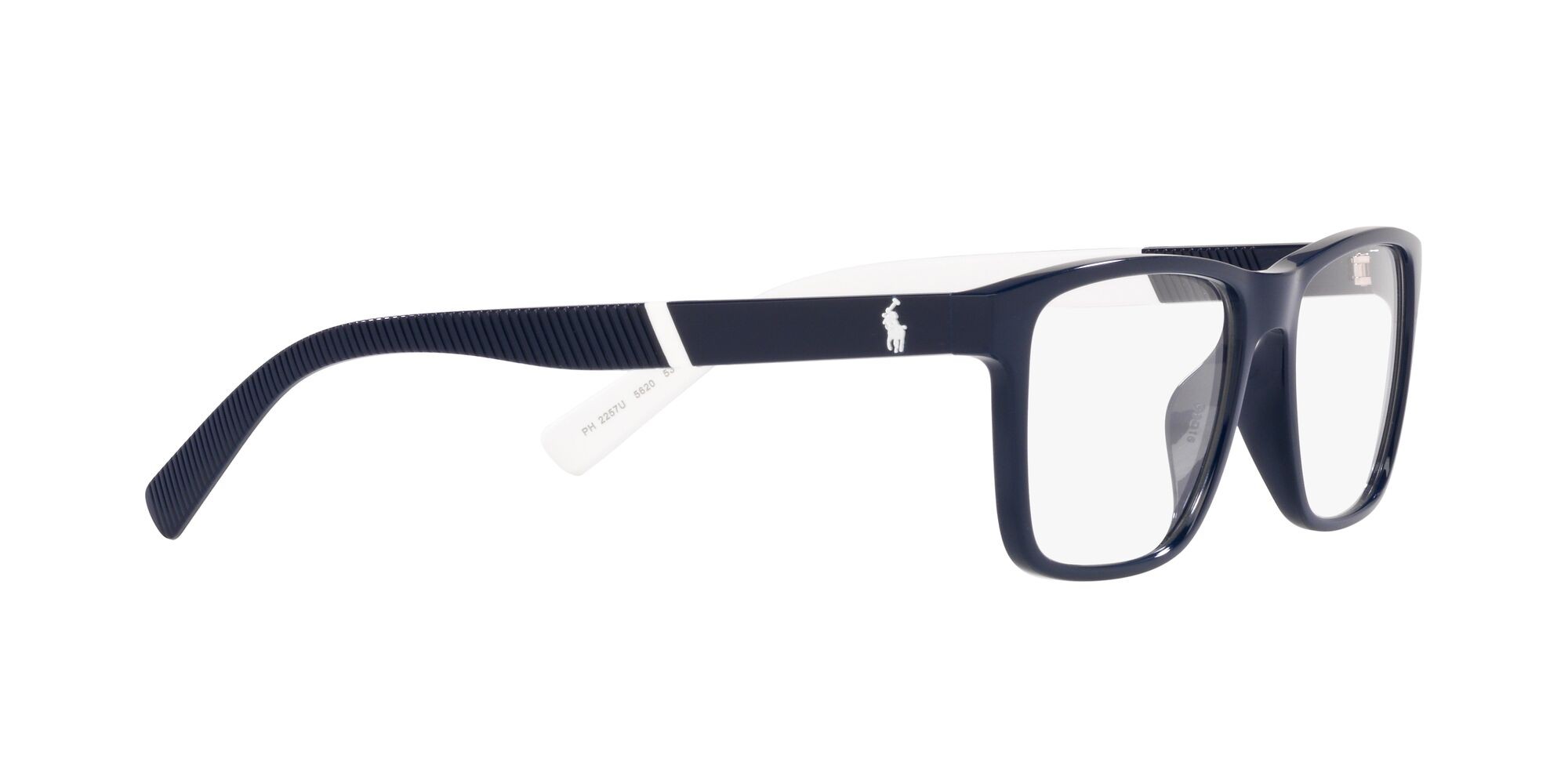 Eyeglasses Polo PH 2257U (5620) color blu navy brillante shape rectangle lenses lente demo