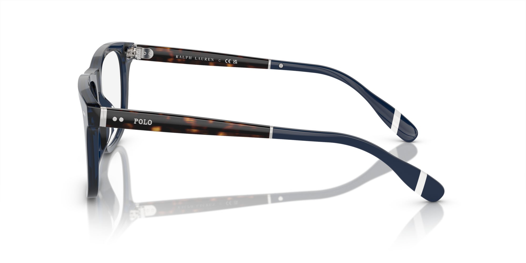 Eyeglasses Polo PH 2270U (5470) color blu trasparente lucido shape rectangle lenses lente demo