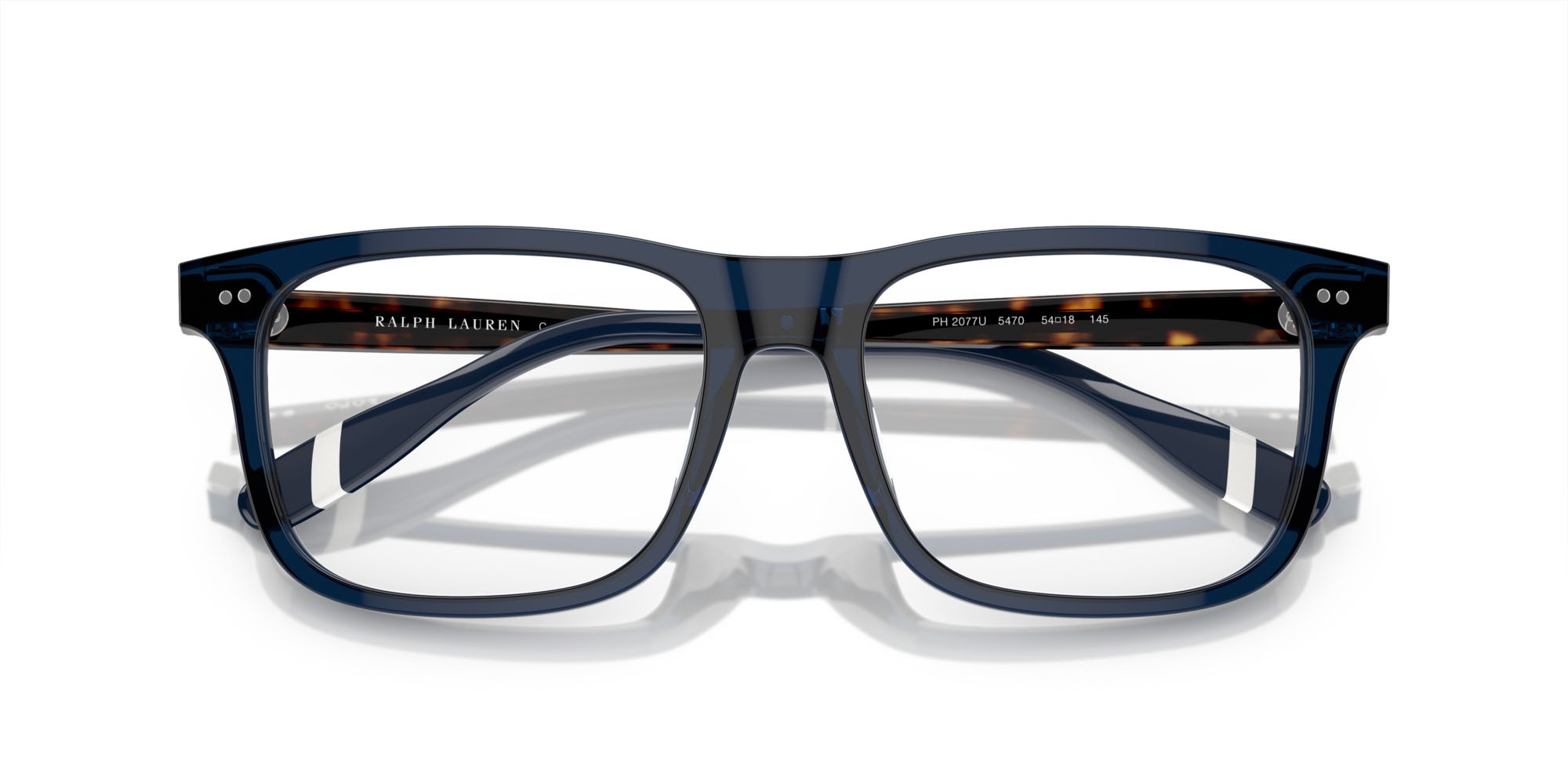 Eyeglasses Polo PH 2270U (5470) color blu trasparente lucido shape rectangle lenses lente demo