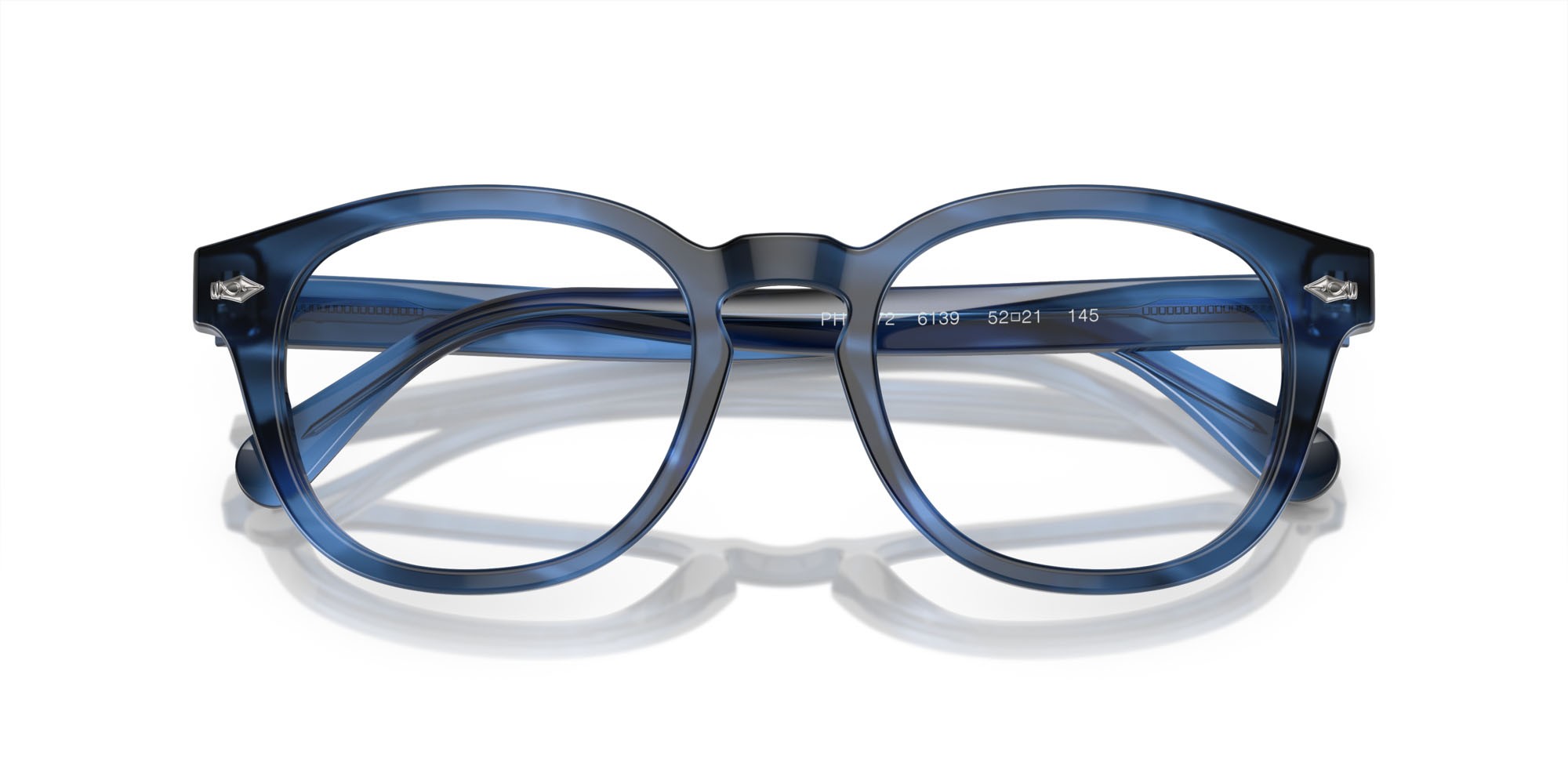 Occhiali da vista Polo PH 2272 (6139) colore blu havana a righe lucido forma pantos lenti lente demo