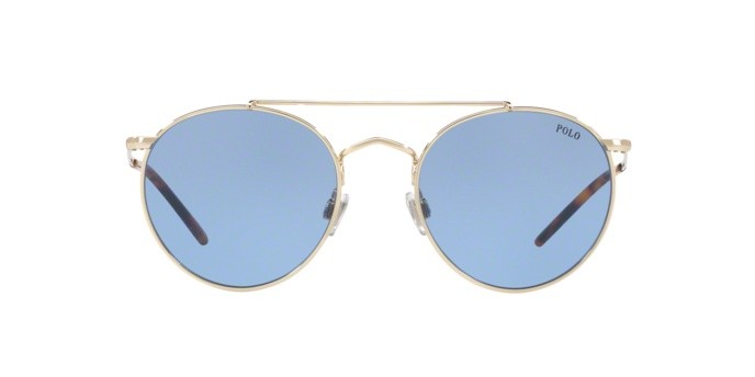 Occhiali da sole Polo PH 3114 (911672) colore pale gold forma pantos lenti blue