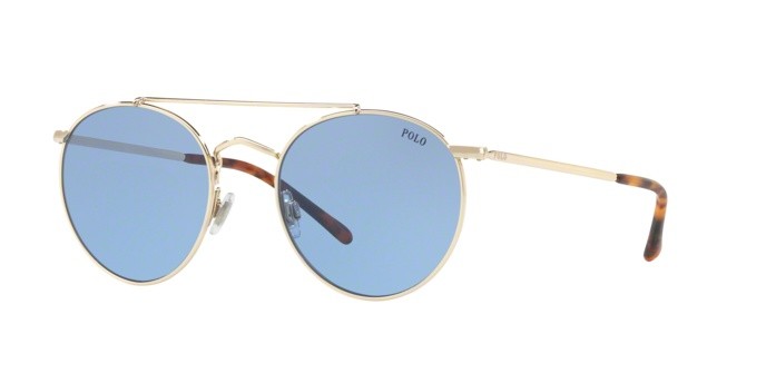 Occhiali da sole Polo PH 3114 (911672) colore pale gold forma pantos lenti blue