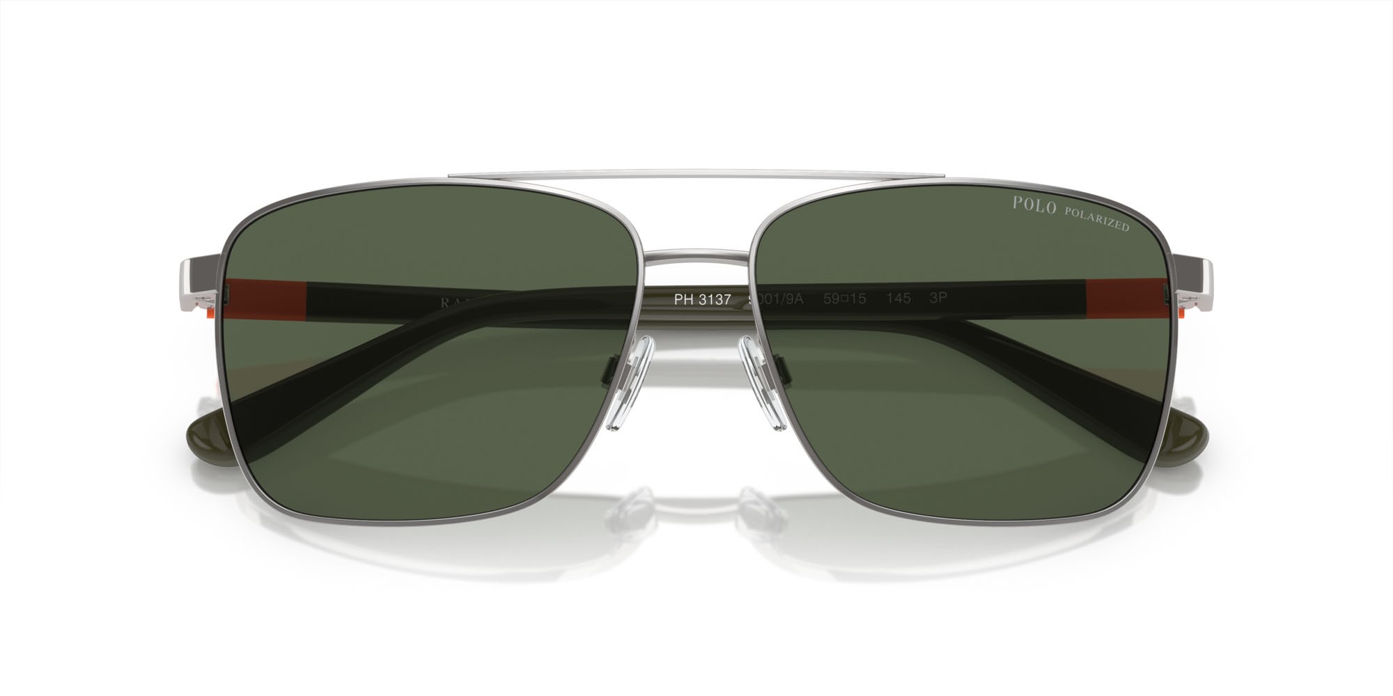 Occhiali da sole Polo PH 3137 (90019A) colore argento lucido forma quadrato lenti polar verde scuro