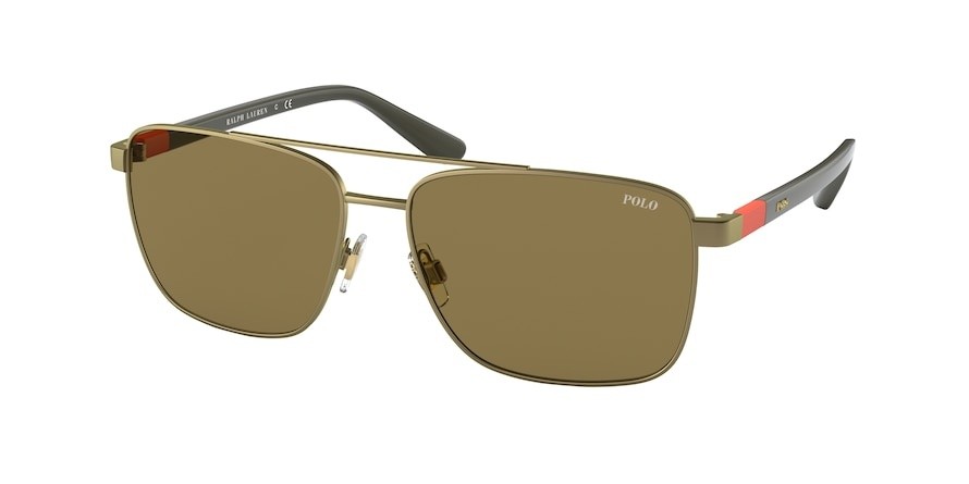 Sonnenbrillen Polo PH 3137 (932473) farbe semi-shiny brass form quadratisch gläser olive green