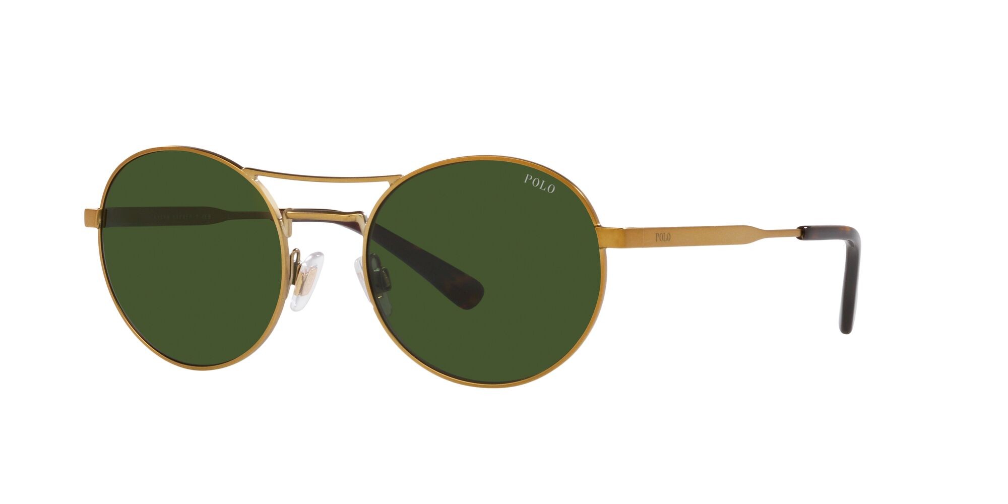Occhiali da sole Polo PH 3142 (925171) colore semishiny brass forma rotondo lenti verde bottiglia
