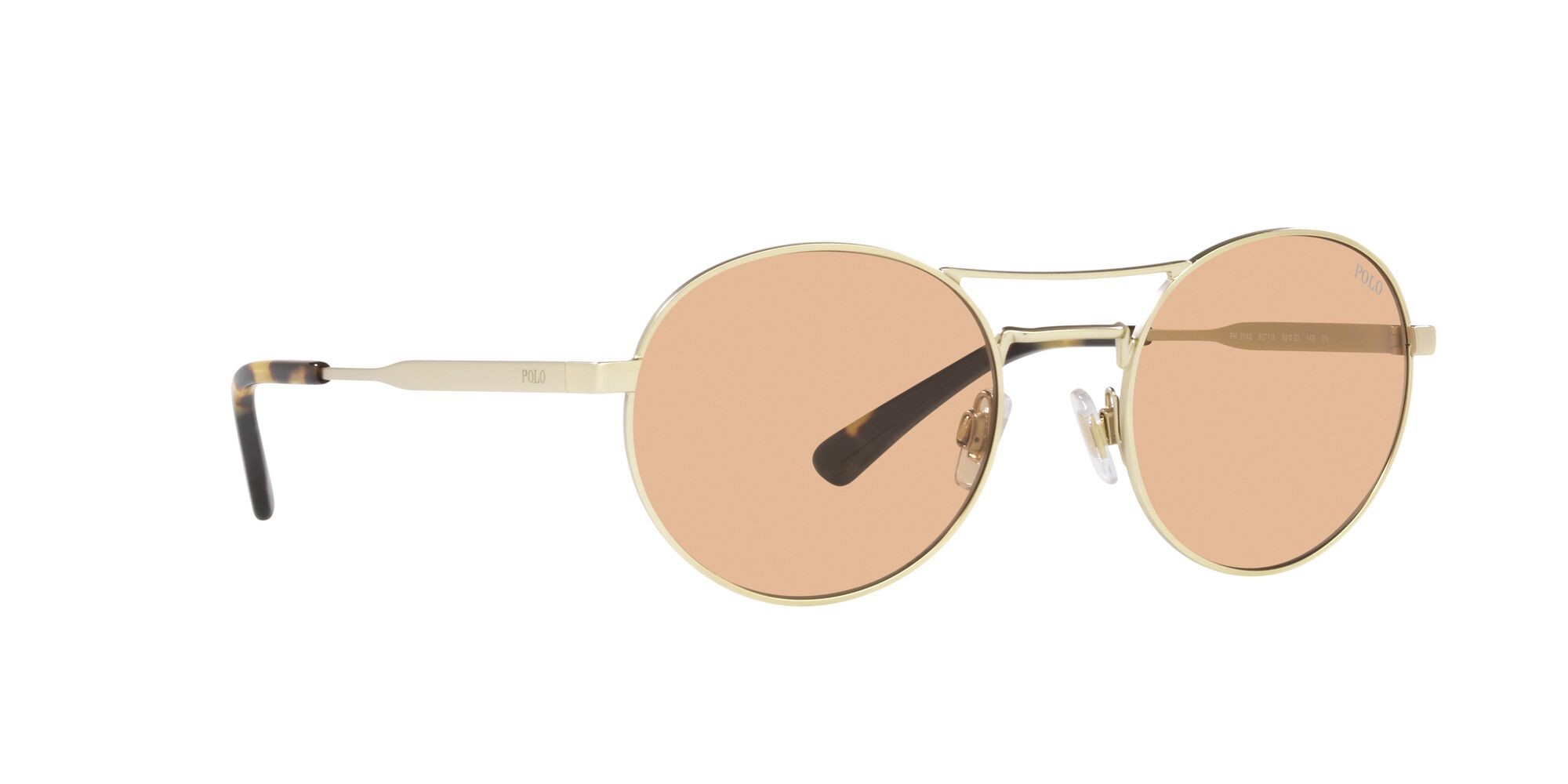 Sunglasses Polo PH 3142 (9271/3) color oro pallido semi-brillante shape round lenses marrone chiaro