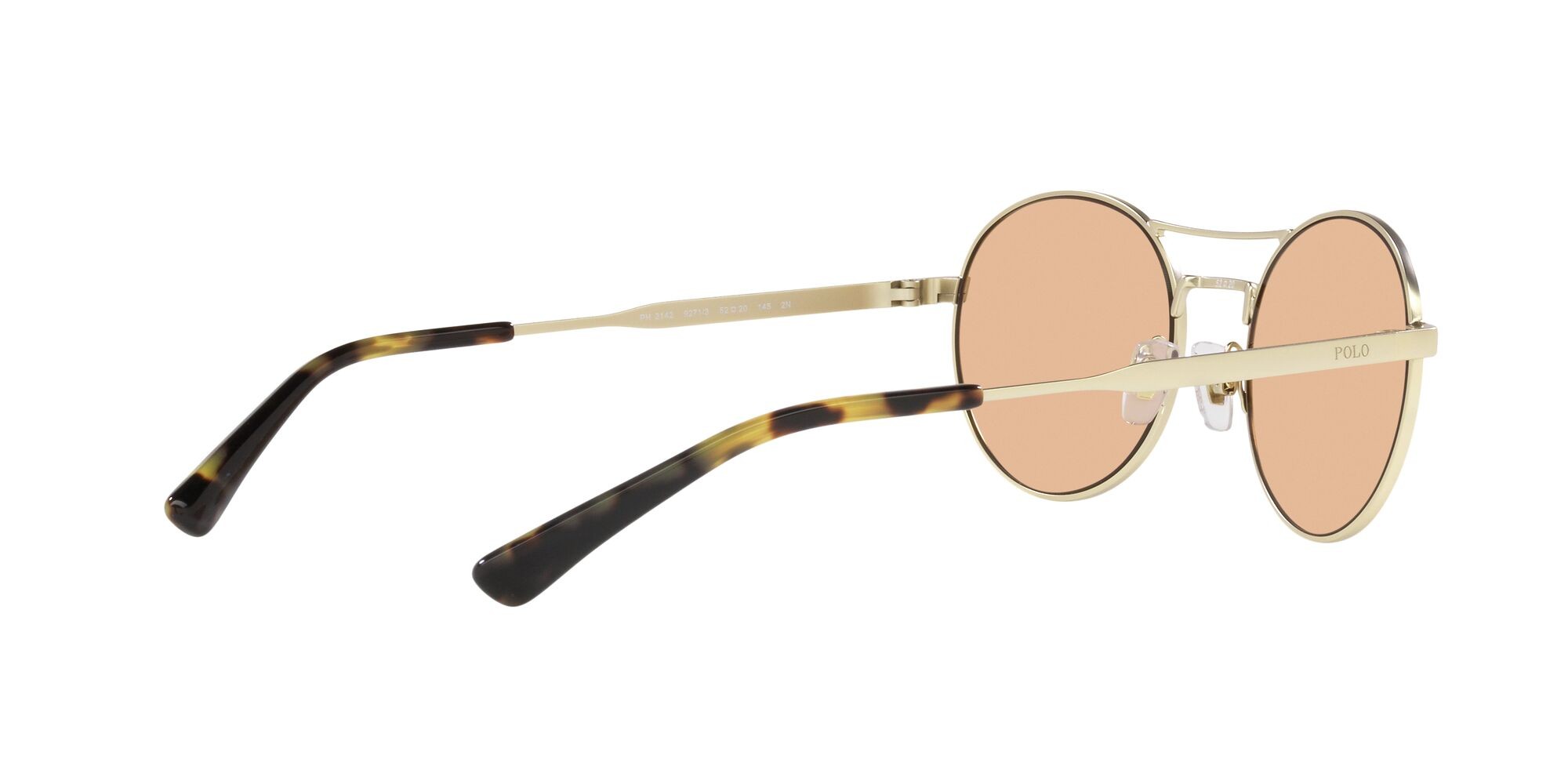 Sunglasses Polo PH 3142 (9271/3) color oro pallido semi-brillante shape round lenses marrone chiaro