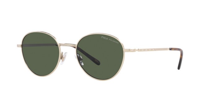 Occhiali da sole Polo PH 3144 (92119A) colore oro pallido semi-brillante forma rotondo lenti polar verde scuro
