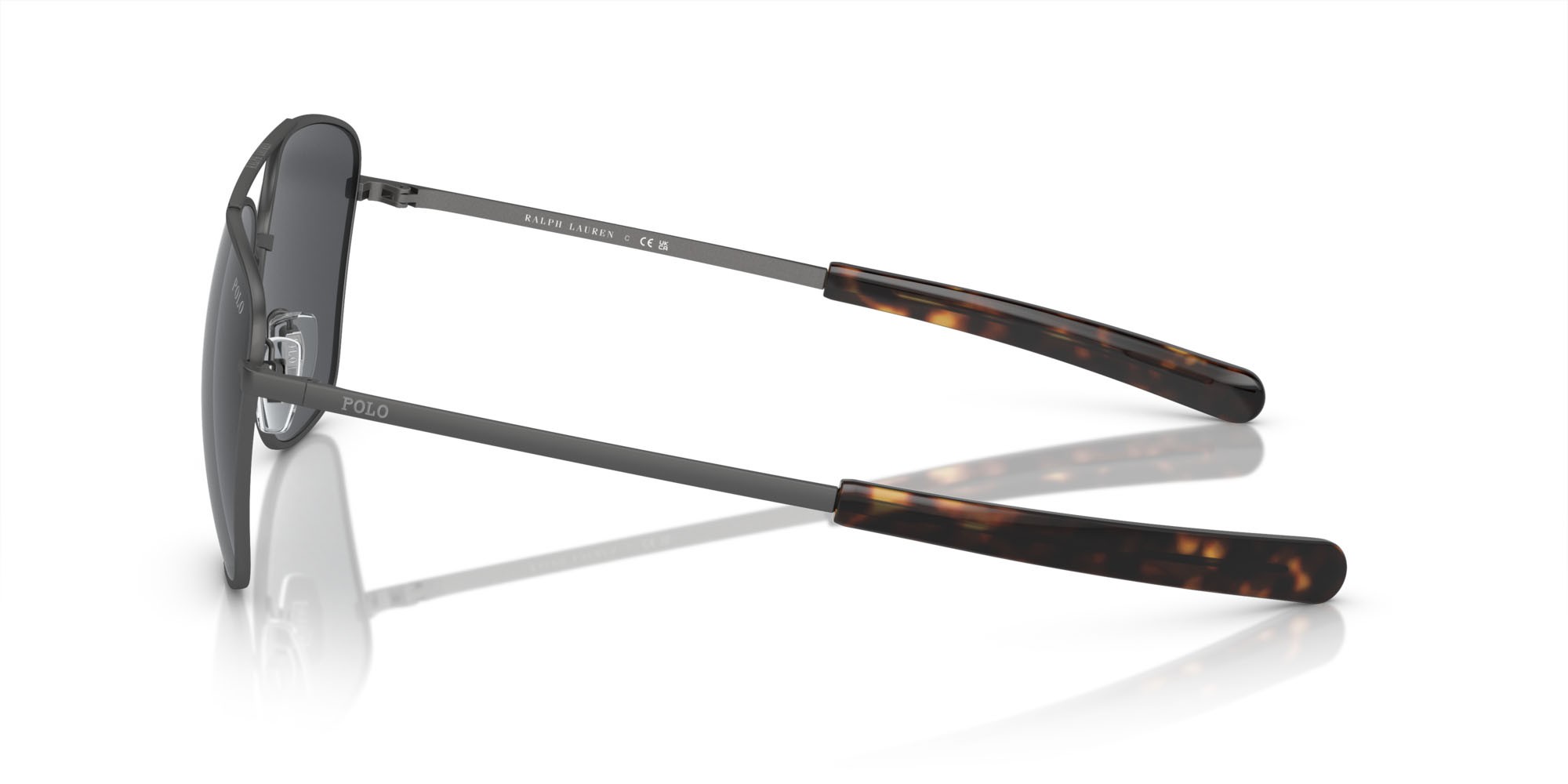 Occhiali da sole Polo PH 3147 (930787) colore gunmetal scuro semi-brillante forma aviator lenti grigio