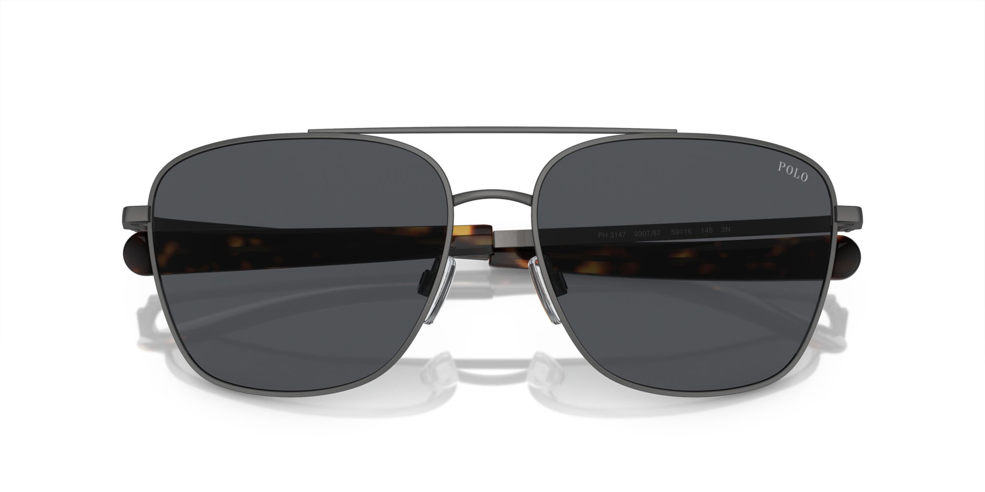 Occhiali da sole Polo PH 3147 (930787) colore gunmetal scuro semi-brillante forma aviator lenti grigio