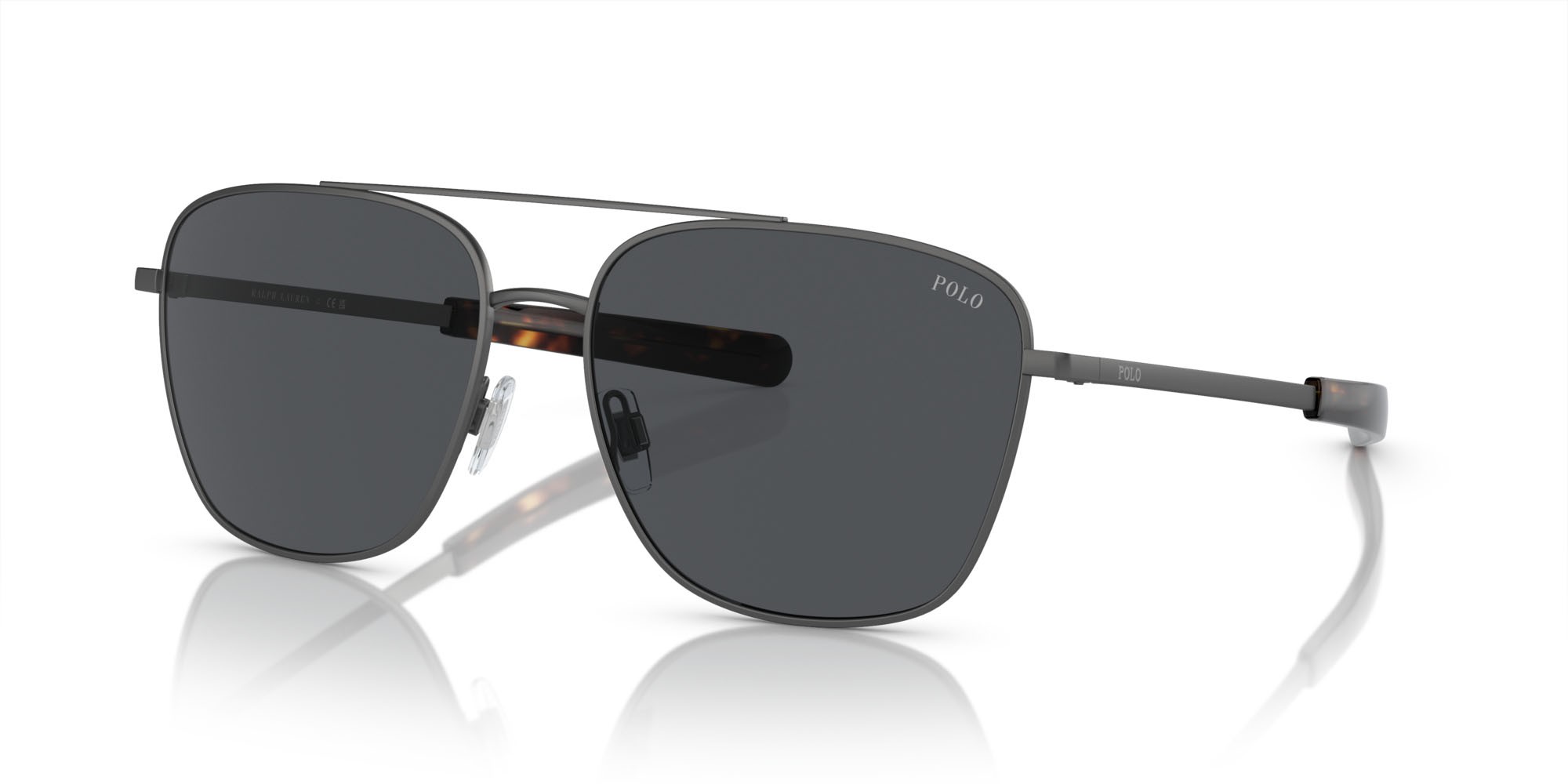 Occhiali da sole Polo PH 3147 (930787) colore gunmetal scuro semi-brillante forma aviator lenti grigio