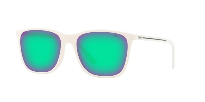 Sonnenbrillen Polo PH 4143 (51013R) farbe rubber white form quadratisch gläser mirror green