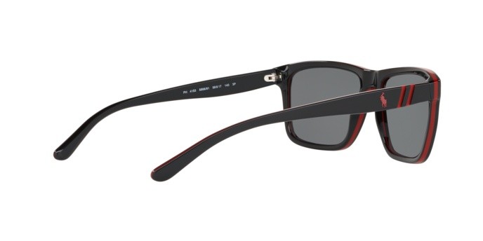 Sonnenbrillen Polo PH 4153 (566881) farbe black/red/black form rechteckig gläser polar dark grey