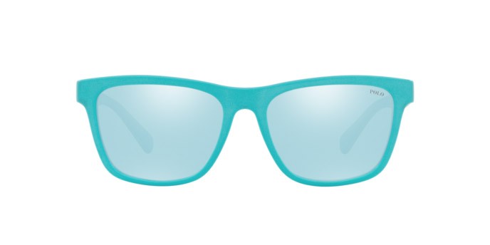 Sonnenbrillen Polo PH 4167 (59671N) farbe matte cove blue form quadratisch gläser light blue mirror silver