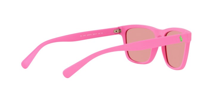 Occhiali da sole Polo PH 4167 (59707V) colore matte maui pink forma quadrato lenti pink mirror white