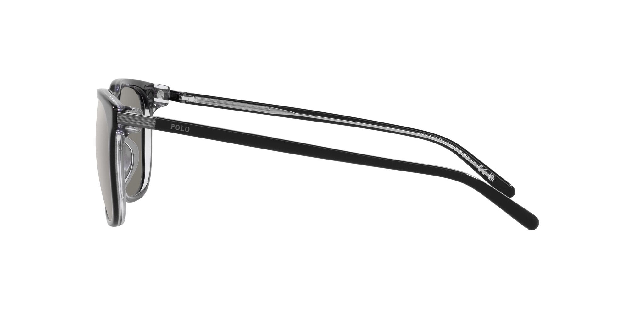 Sonnenbrillen Polo PH 4186U (60266G) farbe nero brillante su crystal form oval gläser 80s silver a specchio