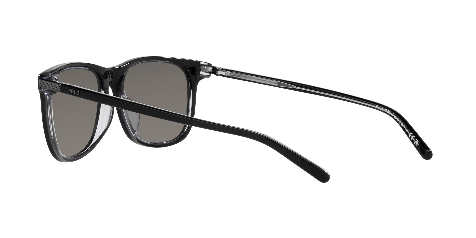 Sonnenbrillen Polo PH 4186U (60266G) farbe nero brillante su crystal form oval gläser 80s silver a specchio